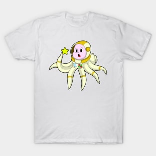 Octopus as Diver with Star T-Shirt
